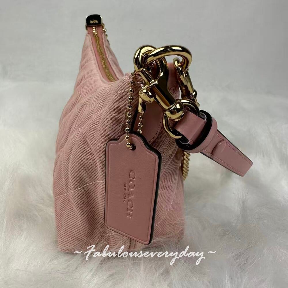 Coach Quilted Pink Shoulder Bag with Chain Strap - Picture 4 of 14